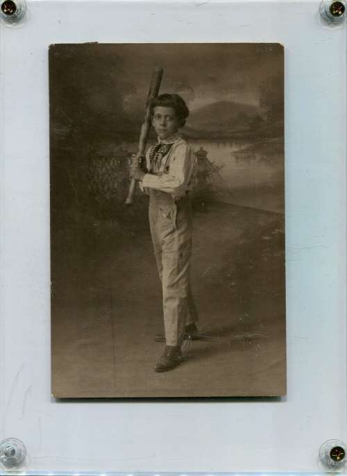 Early Kid Base Ball Player Studio Portrait